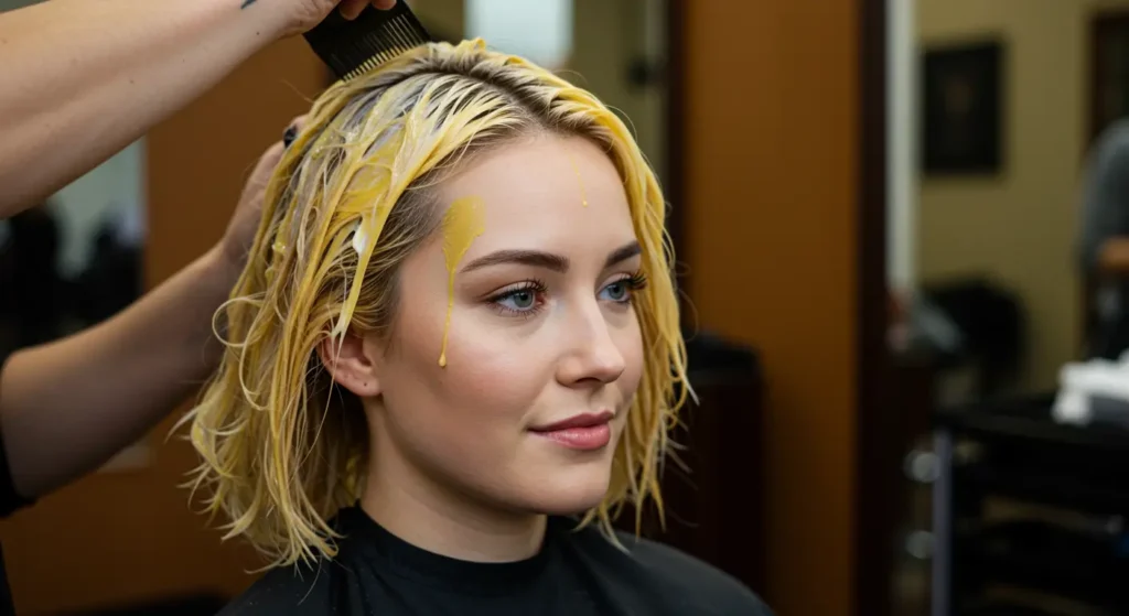 mulher com tinta de cabelo na pele