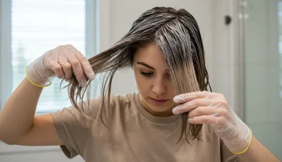 mulher realizando descoloração